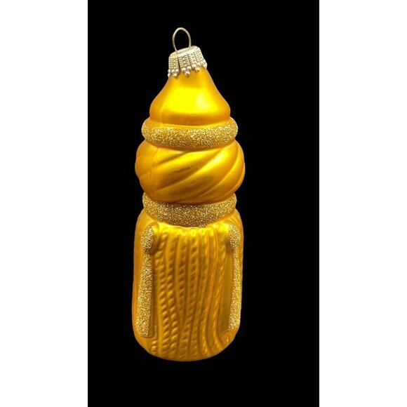 Kugel Germany Blown Glass Glitter Gold Tassel Christmas Ornament 5” - Picture 2 of 7